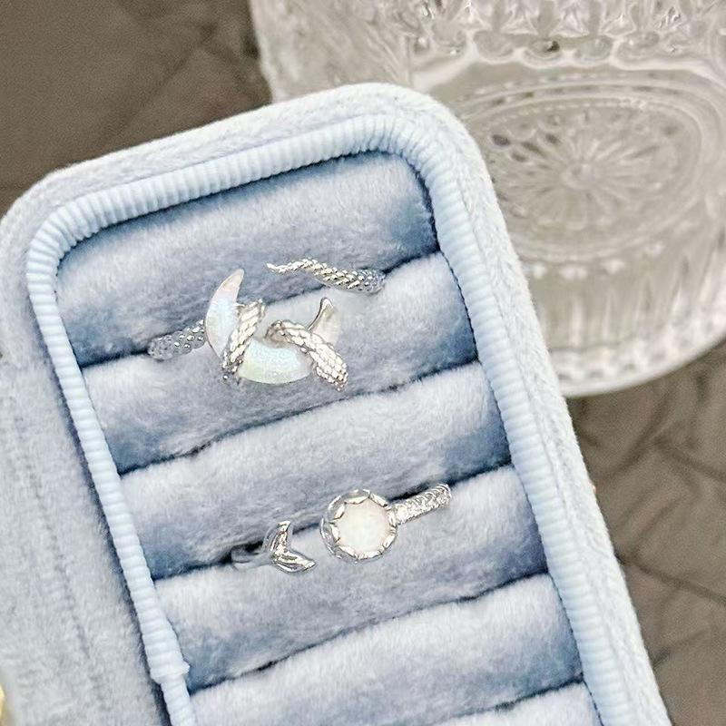 Moonstone Series Opening Adjustable Ring Personality High Sense Simple Light Luxury Niche High Sense Jewelry