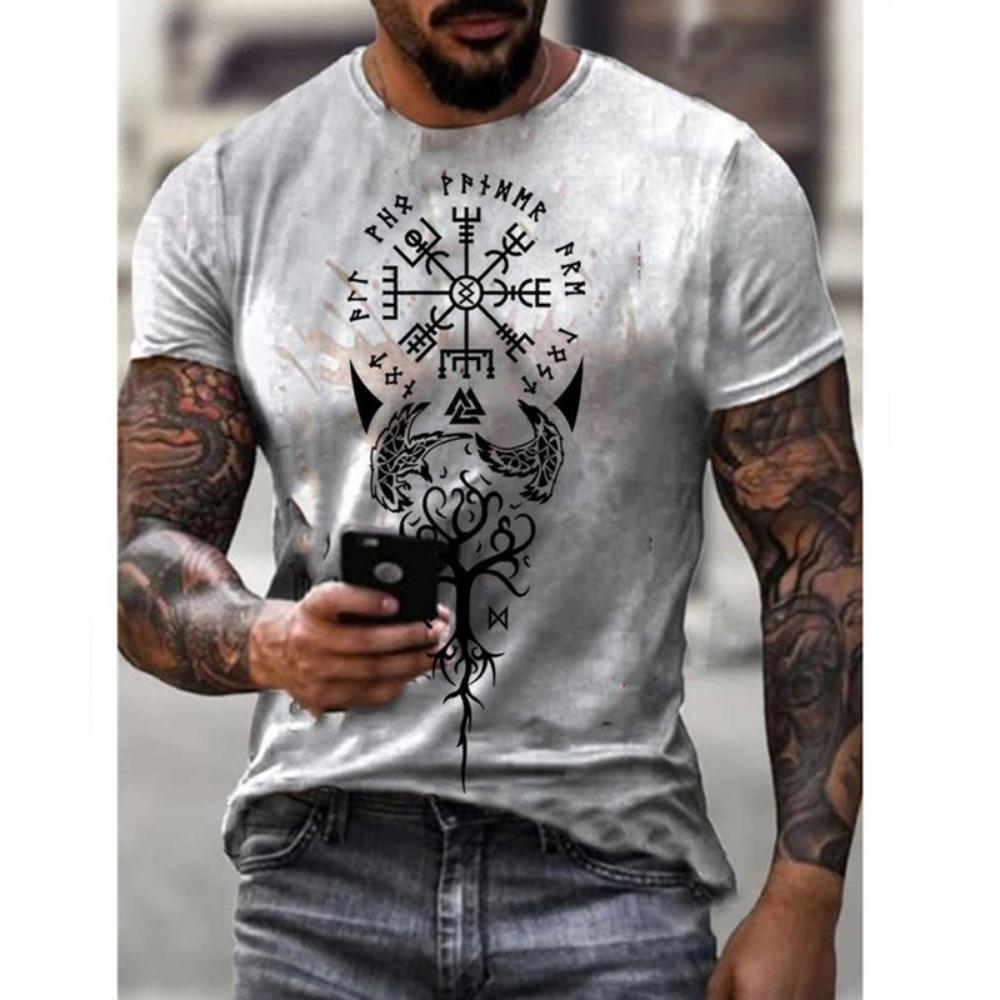 Men's Summer Fashion Lion T-shirt Men's Casual Breathable Short Sleeve Round Neck Printed Street Personalized Top