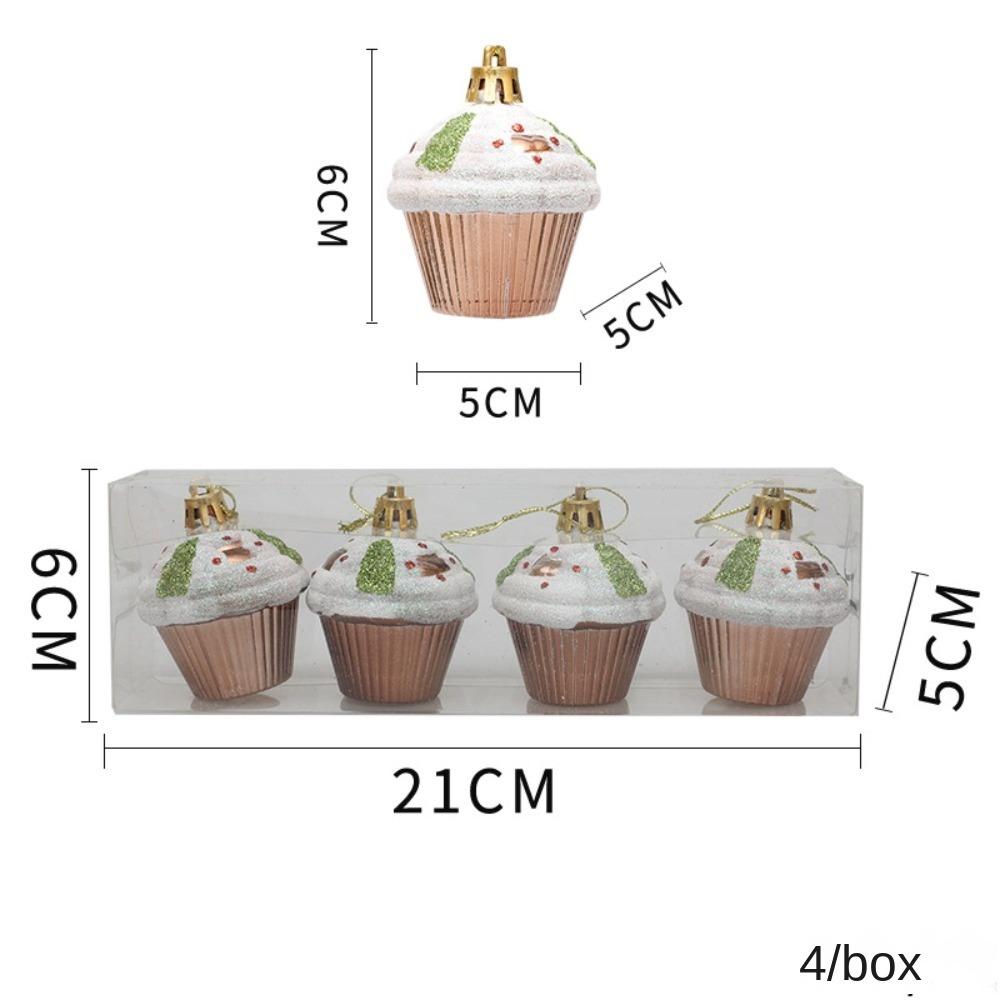 4Pcs/Box Cake Painting Christmas Tree Ornament DIY Crafts Painted New Year Christmas Gifts Boxes Pendant Hanging Ornament