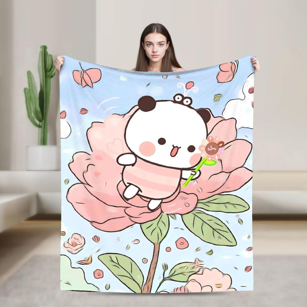 Bubu and Dudu Xmas Panda Couple Merry Christmas Soft Warm Blanket  Airplane Plush Bedding Throw Flannel Bedspread Sofa Bed Cover