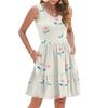Women's Summer Fashion Casual V-neck Pleated Stitching Small Floral Print Sleeveless Vest Dress With Pockets