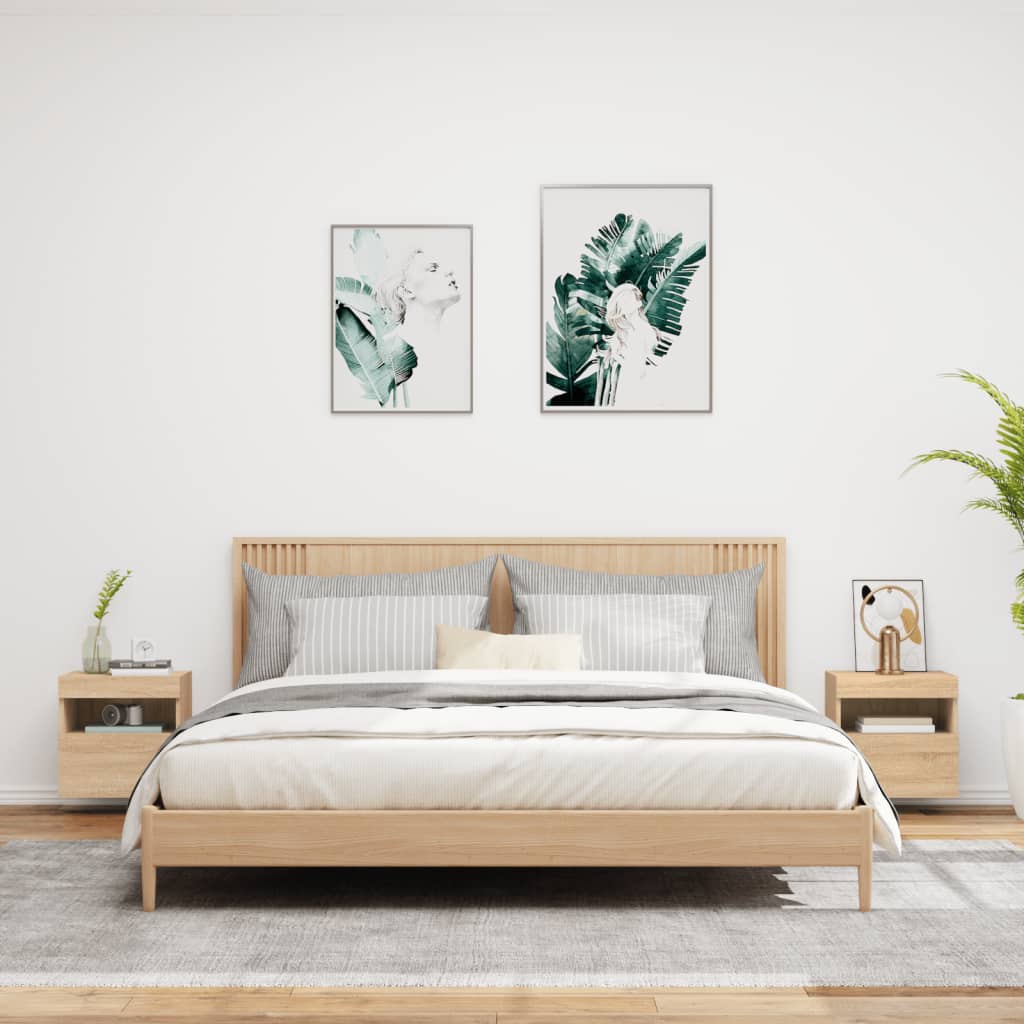 Vidaxl Ścienne Szafki Tv Z Led, 2 Szt., Dąb Sonoma, 40X30X40 Cm
