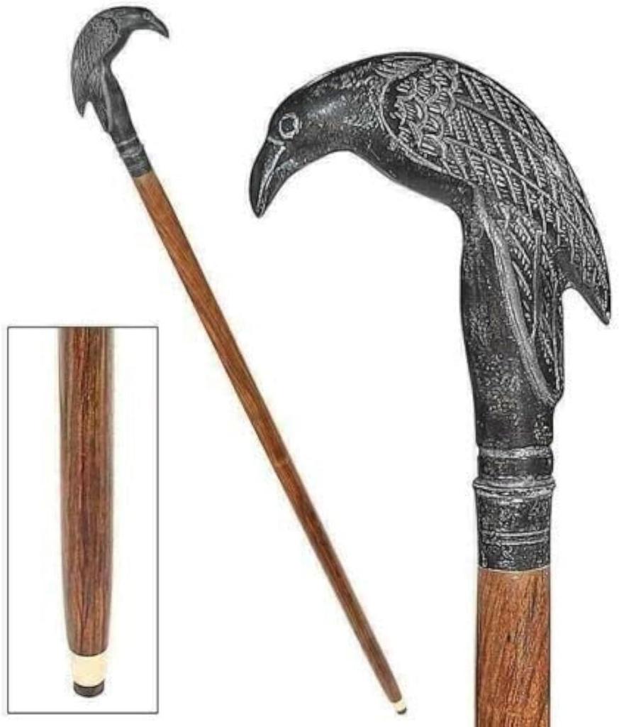 Antique Style Victorian Vintage Designer Brass Handle Cane Wooden Walking Stick