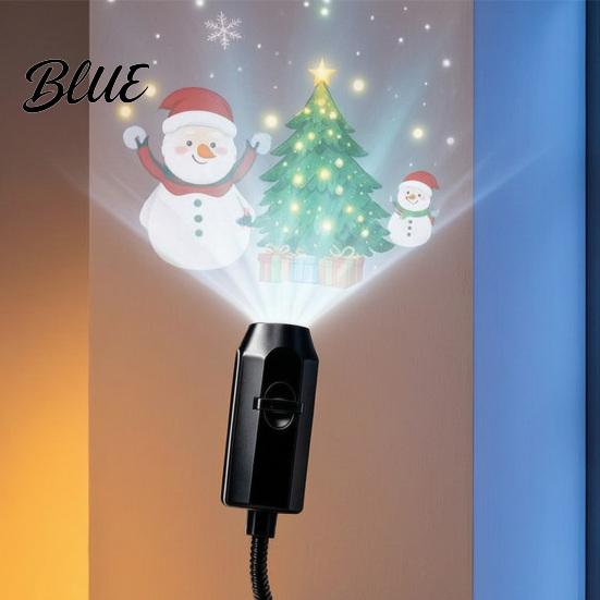 Christmas Decorative Lights USB Projector Light for Christmas Flexible Gooseneck Night Lamp with 6/10/15/20 Holiday Projection Films LED Ambient
