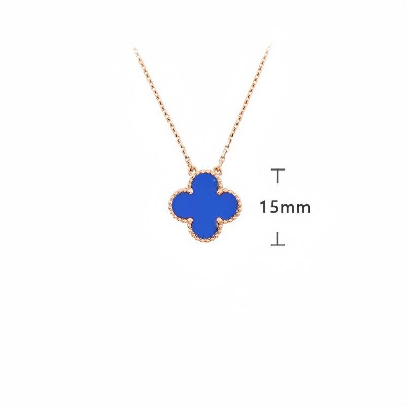 K rose gold four-leaf clover necklace women's single flower white fritillary chalcedony laser agate full diamond collarbone chain