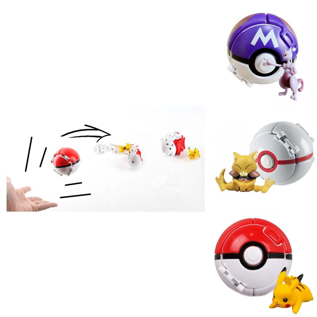 Pokemon Poke Ball Elf Figure Model Toy Pikachu Charmander Litten Rockruff Game Anime Figure