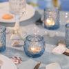 24st Blå Glas Votivljushållare Runda Värmeljus för Bordsdekoration Värmeljus Ljusstake Glas för Bröllop Baby Shower Hemma & Festinredning
