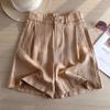 Light skin Tencel linen high waist shorts women's 1116 summer thin straight loose wide leg pants versatile five-point pants