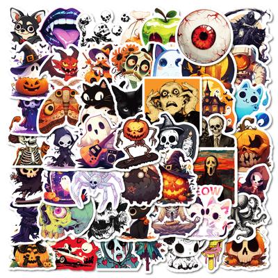 50Pcs Halloween Stickers - Spooky Cute Cartoon Decals for Phone, Laptop, Luggage, Party DIY (4.3x5cm)
