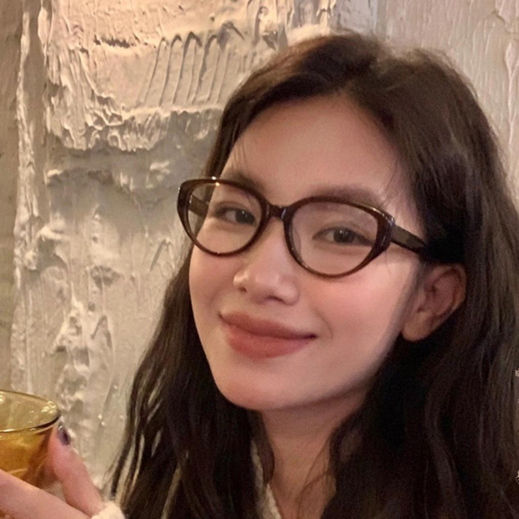 Retro Maillard Cat Eye Glasses Can Be Equipped With Myopia Lenses, Advanced Plain Frames, Women'S Anti-Blue Light Glasses