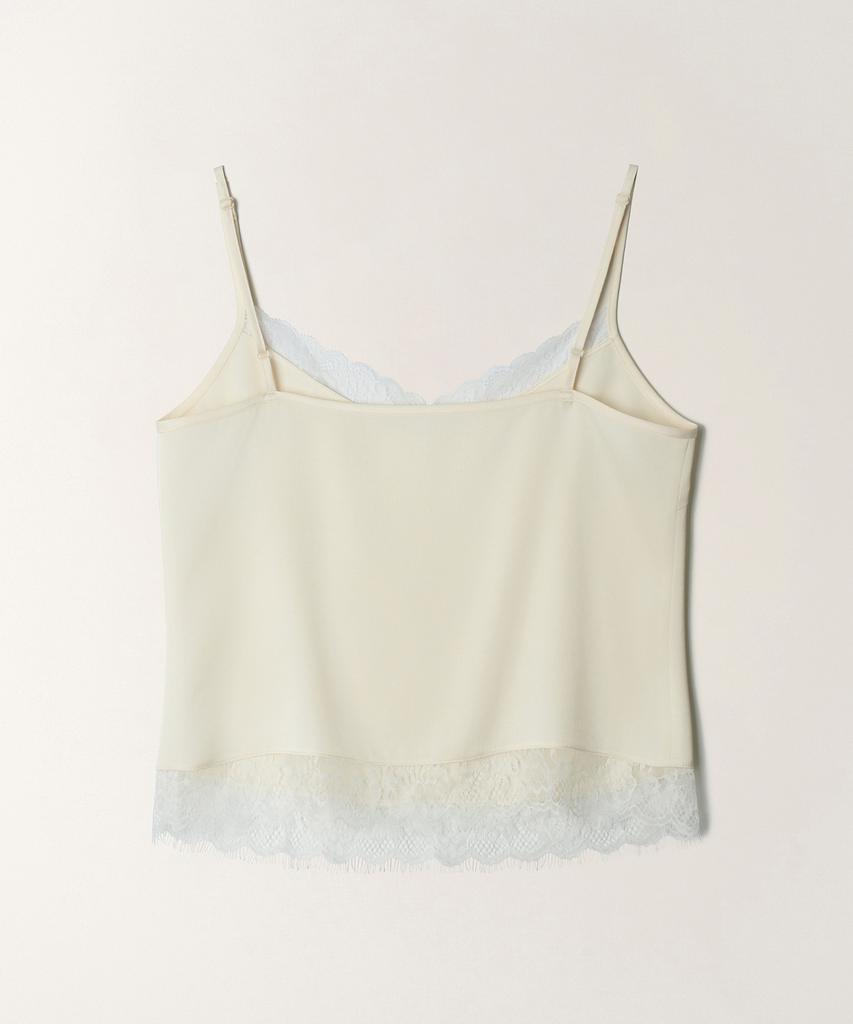 TTUDEMENT Satin Lace Blouse Top_Cream