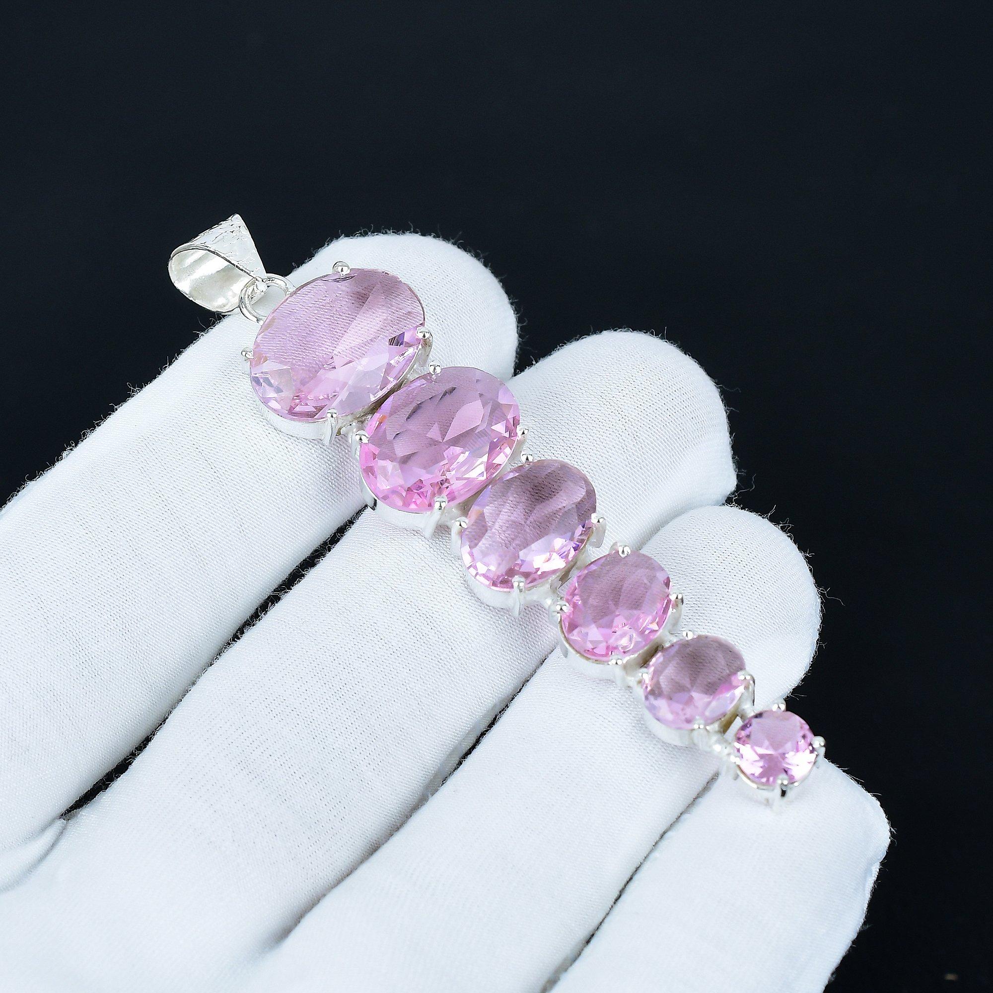 

Pink Kunzie Pendant, 925 Sterling Silver Pendant, Handmade Pendant, Antique Pendant, Pink Kunzie Gemstone Pendant, Wadding Gift 3.14 розовый