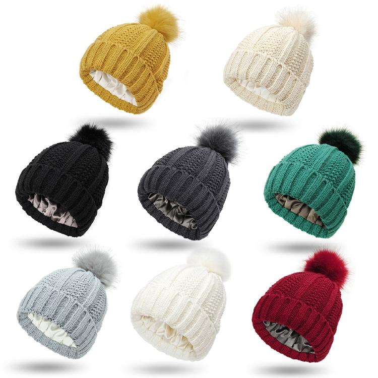 Fashion Solid Color Knitted Hat Pompom Thick Casual Simple Fall Winter All-match