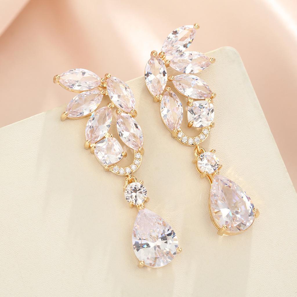 Geometric Pearl Drop Earrings With Cubic Zirconia For Elegant Women
