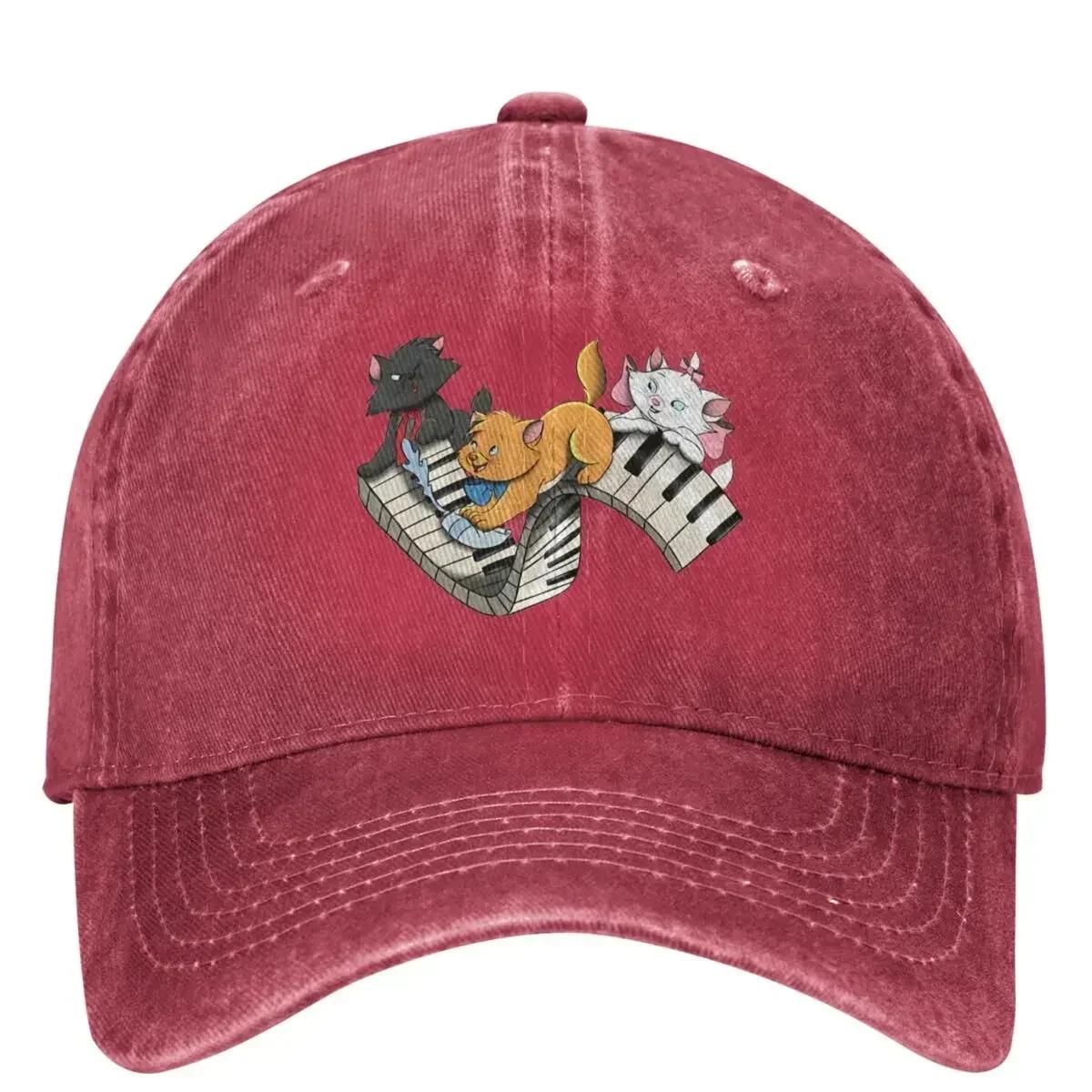 

Piano Kittens Aristocats Marie Denim Baseball Cap Kpop Rock Hip Hop Dad Hats Summer Couple Women Trendy Sunshade Baseball Caps One Size