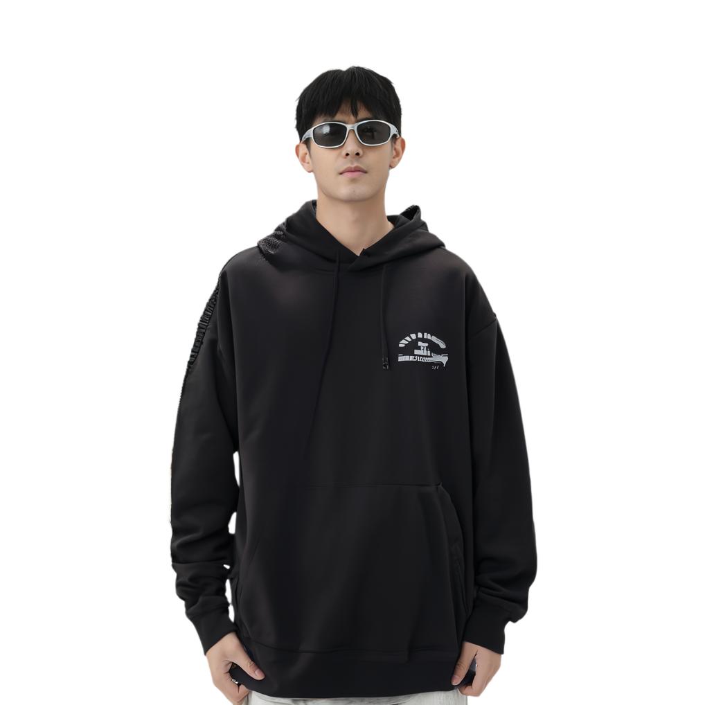 Li-Ning Loose Fit Pullover Hoodie With Letter Print Men Tops Black AWDU017-1