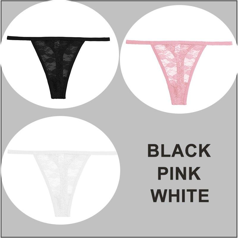 FINETOO 3 vnt./komplektas Seksualios G formos kelnaitės Moteriškos Stringai Nėriniai apatiniai kelnaitės žemu juosmeniu Femme apatinės kelnaitės tinklelio skaidrus apatinis trikotažas