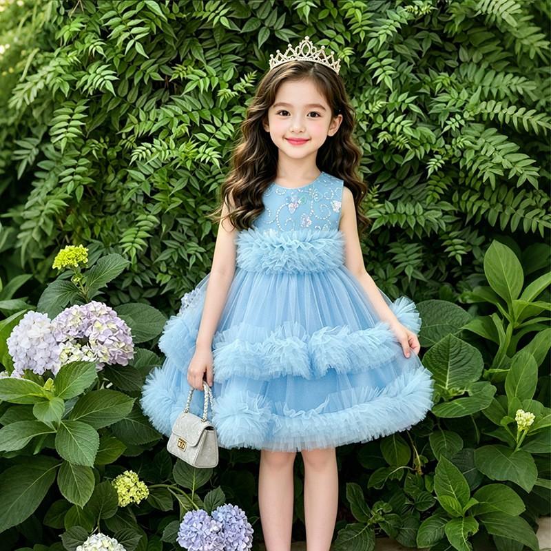Girls Princess Tulle Dress Birthday Party Flower Girl Kids 3-8 Years