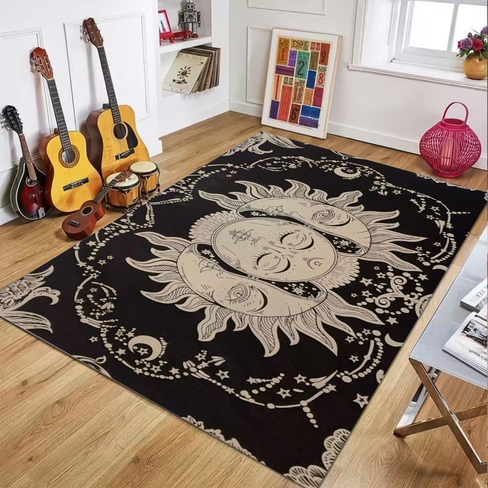 Astrological Sun Moon Pattern Area Rug Non-Slip Soft Durable Washable Floor Mat Decor Carpet for Living Room Bedroom Home Decor