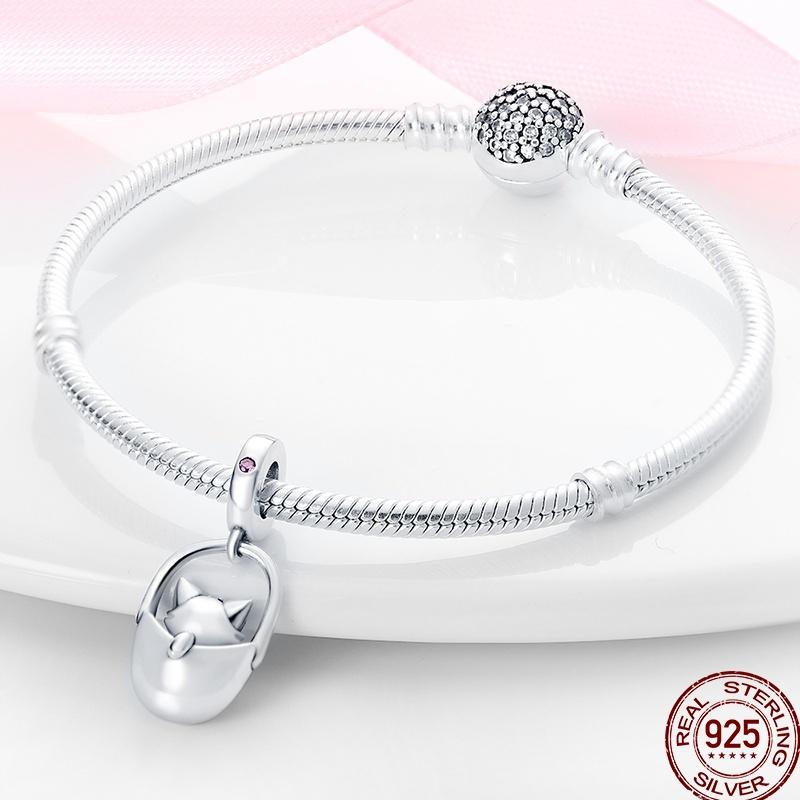 Cute Bear Series Copper Women'S Beaded Beads Shiny Zircon Winter Fit Original Pandach Bracelet Pendant Women