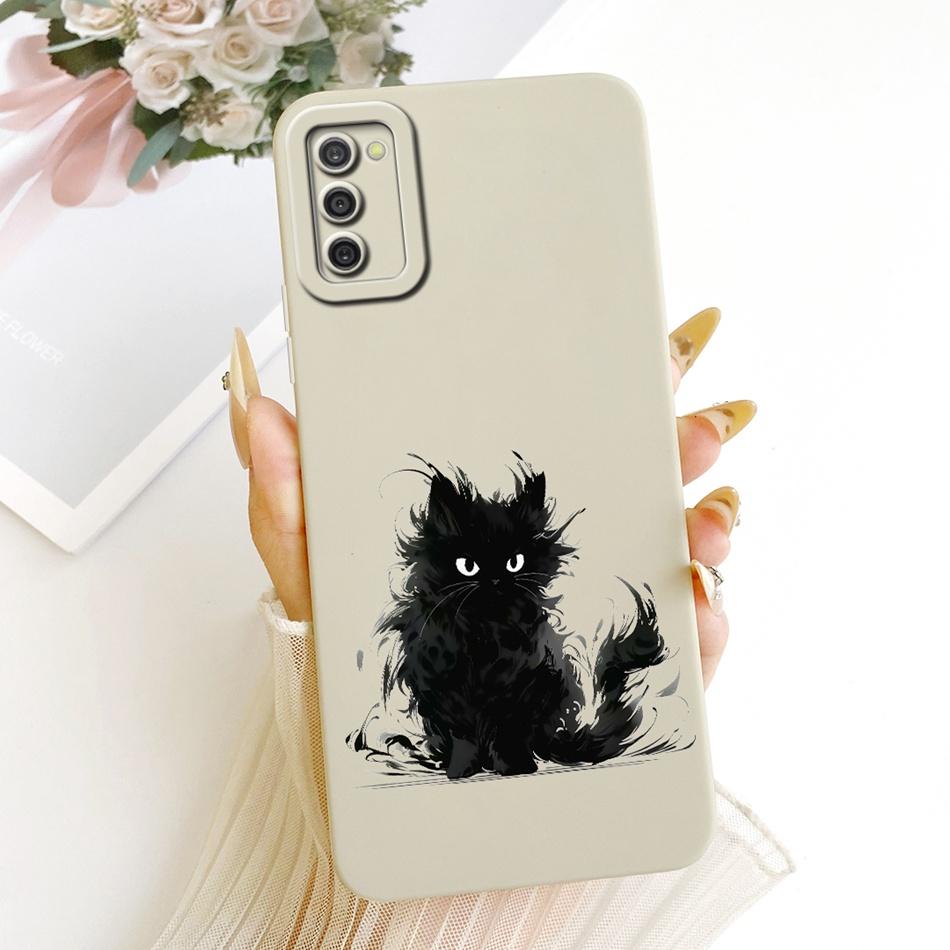 For Samsung Galaxy A03s Cute Cat Flower Cartoon Phone Case For Samsung A03S SM-A037G Shockproof Soft Silicone Covers Bumpers
