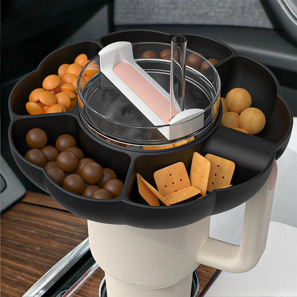 40Oz Snack Ring for Stanley Cup with Handle, Snack Container for Stanley Tumbler 40 Oz, 4 Compartment Reusable Snack Platters