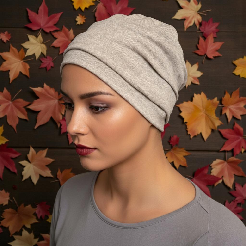 Iryda Light Beige Turban Sweater Hat Autumn-Winter Also After Chemotherapy