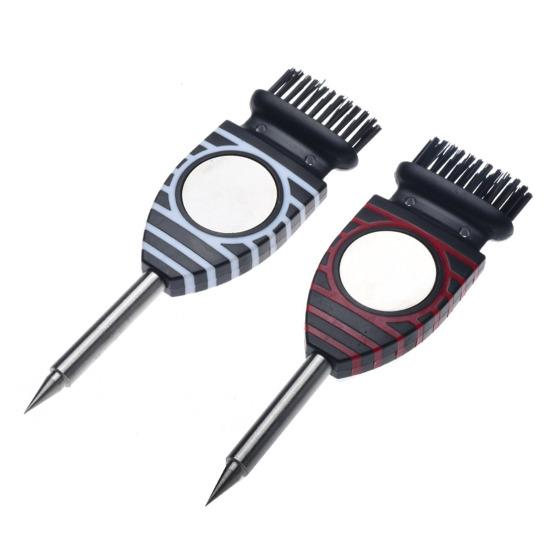 Golf Club Cleaning Brush Double-Headed Flexible Bristles Sharp Tip Stainless Steel Golf Shaft Groove Scrubber Cleaner Tool Golf Accessories