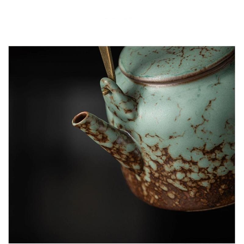 Vintage Kiln-Glazed Ceramic Lotus Pod Teapot Set, Chinese Gongfu Tea Set for Home & Tea Ceremony
