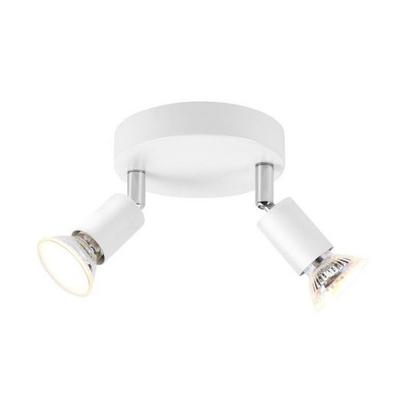 Ceiling Light 2 Spotlights - NETTLIFE - Nettlife Round - GU10 - 350° Adjustable - White Metal