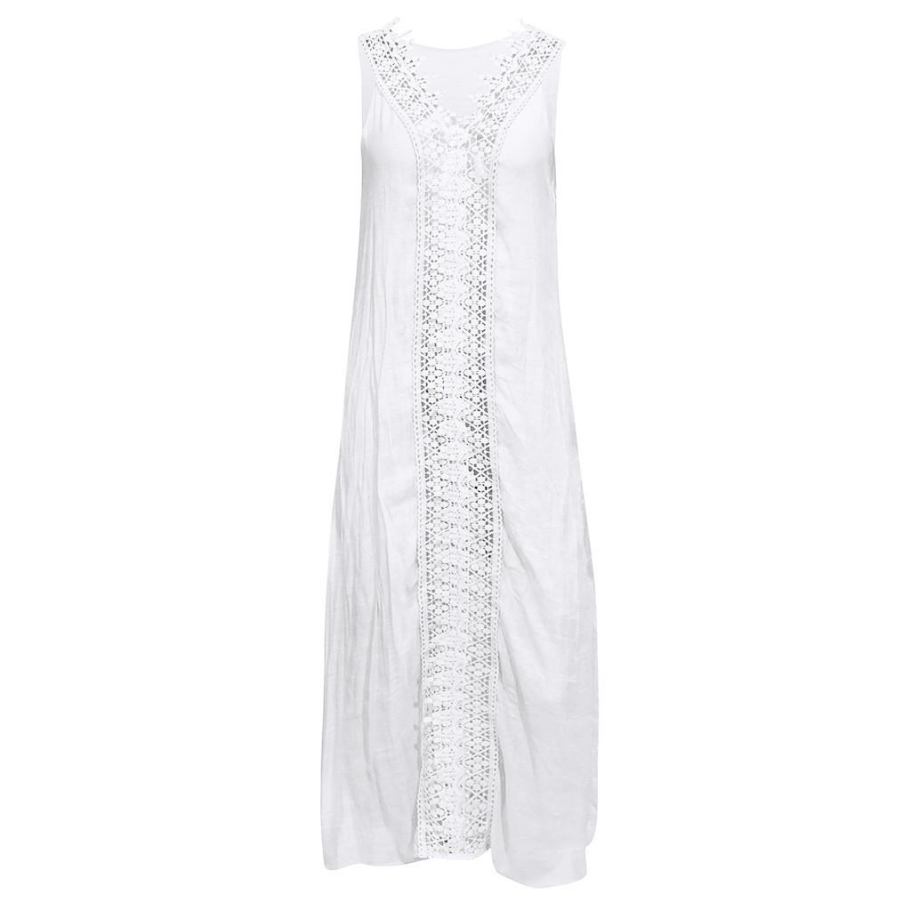 Women's Plus Size Sleeveless Lace Patchwork Spring Dress