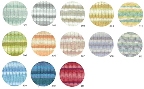 Hamanaka Washed Cotton Gradient Yarn, Medium Weight, Col. 305, Yellow-Green, 40g, Approx. 102m, Pack of 10, 2333