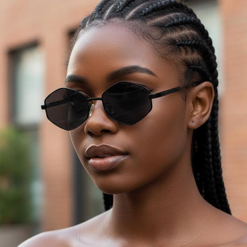 Women's sunglasses - unisex fashion polygonal metal sunglasses