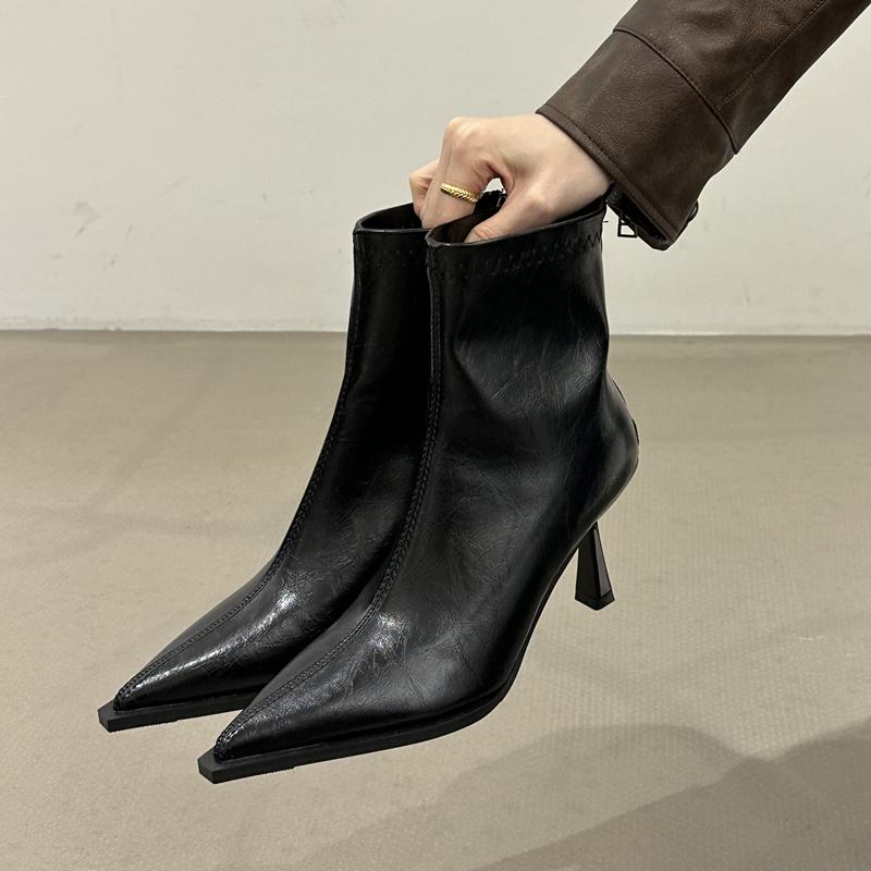 Fashion SUOJIALUN 2025 New Brand Women Ankle Boots Fashion Pointed Toe Sides Zipper Ladies Elegant Short Boot Thin High Heel Chelsea Sho