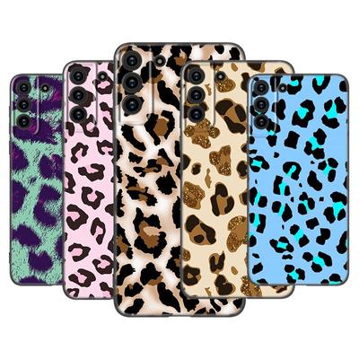 Leopard Print Phone Case For Samsung Galaxy S22 Pro S21 S20 Ultra FE S10 Lite 5G S10E S9 S8 Plus Soft TPU Black Cover