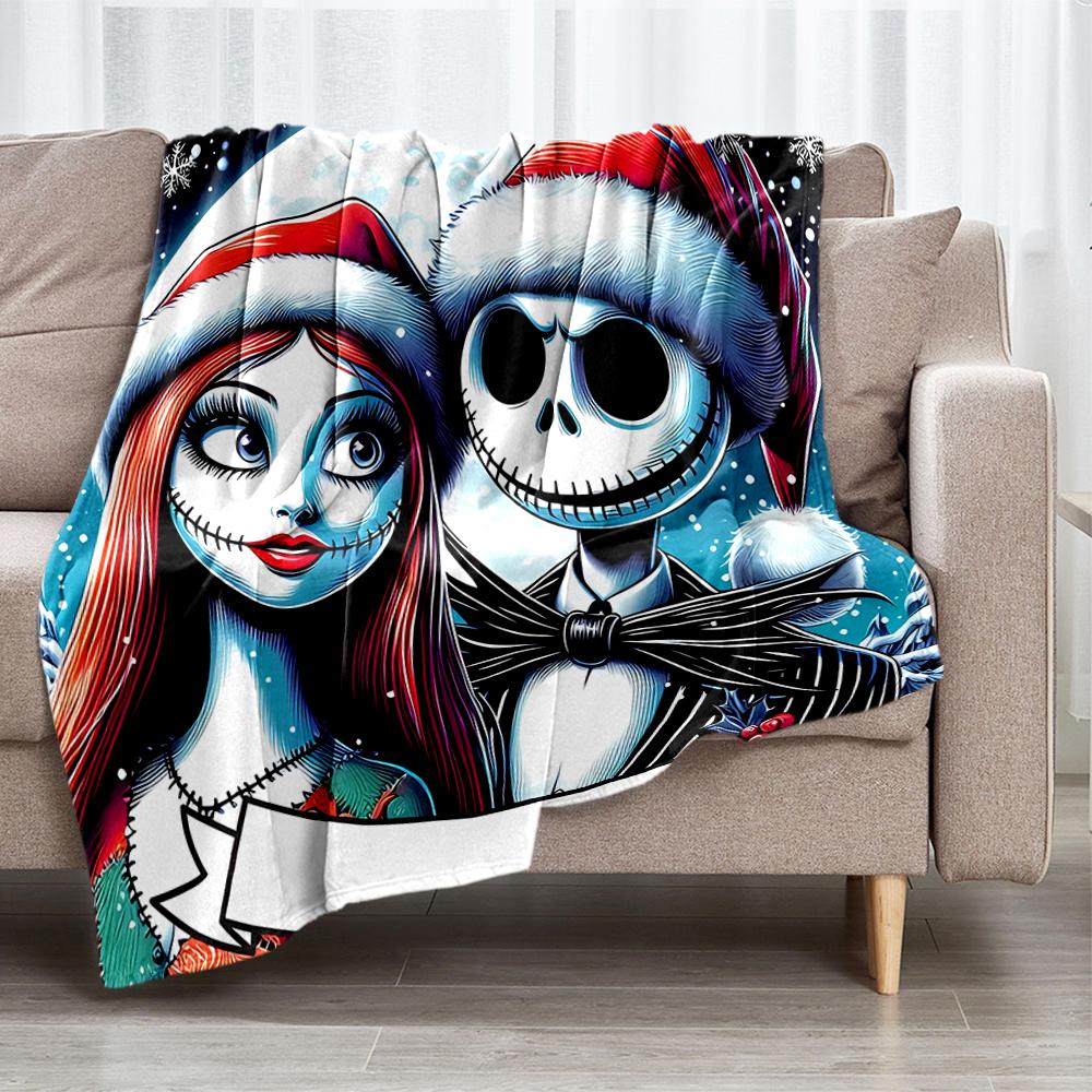 The Nightmare Before Christmas Theme Printed Blanket - Perfect for Couch, Bed, Travel & Outdoor Use | Machine Washable, Cozy & Durable.