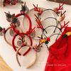 Christmas Deer Antler Headband Red Forest Style, Festive Reindeer Hair Band for Women Girls Children Holiday