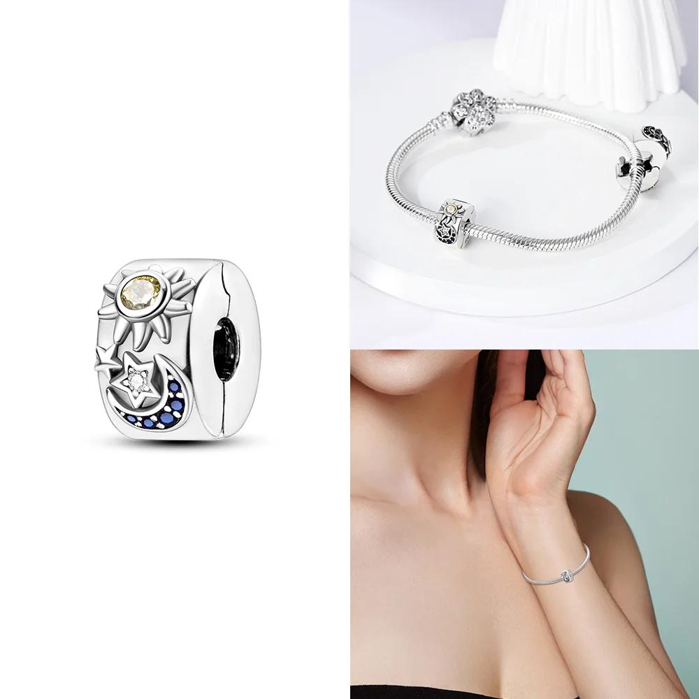 Copper Original Zircon Star Moon Heart Butterfly Pet Cat Paws Charms Beads Fit Bracelet Jewelry Women Diy Anniversary Gift