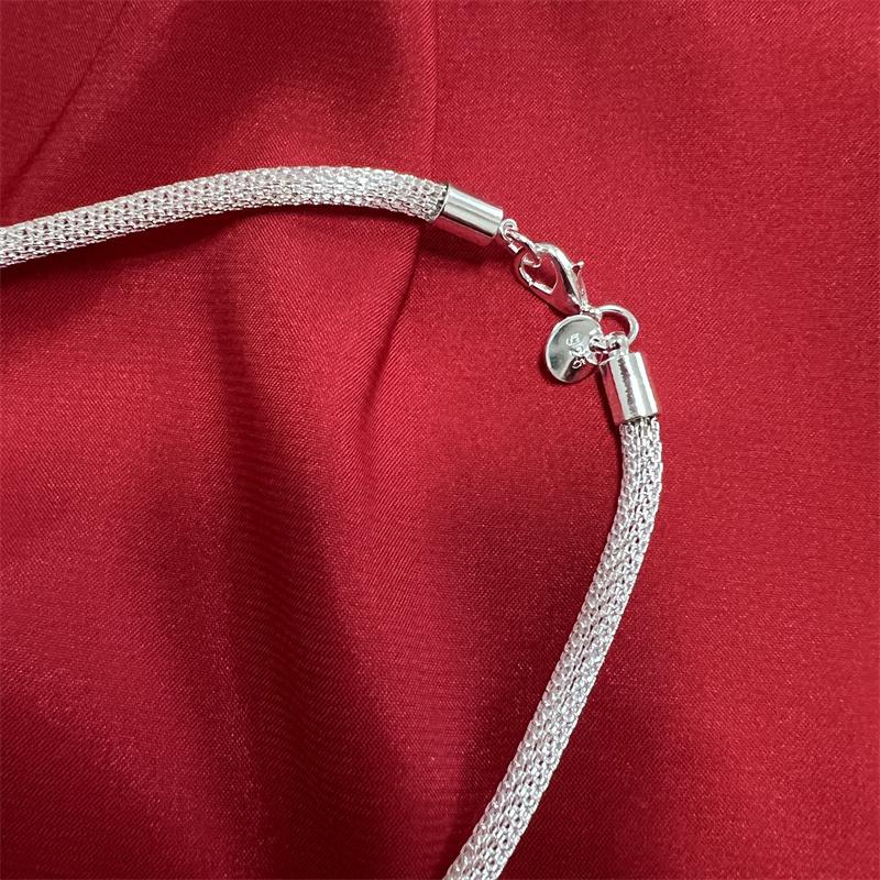 925 Sterling Silber Frosted Ball Network Chain Charm Damen Damen Halskette Modetrends Schmuck Geschenke