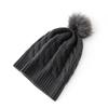 Women's 100% Cashmere Pom-Pom Hat - Three-Strand Winter Knit, Versatile Cable, Warm Ear Protection