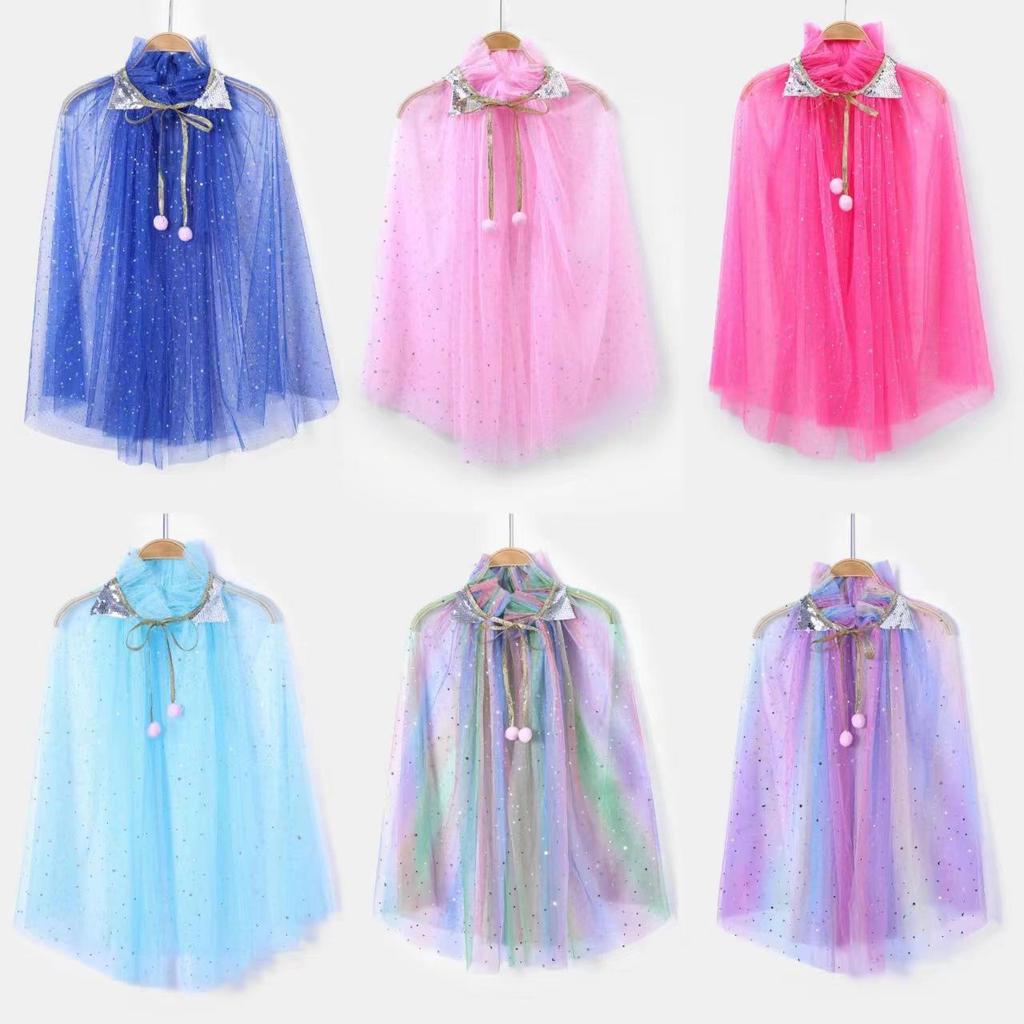 Elsa Frozen Princess Snowflake Cape for Kids - Birthday & Stage Performance Veil