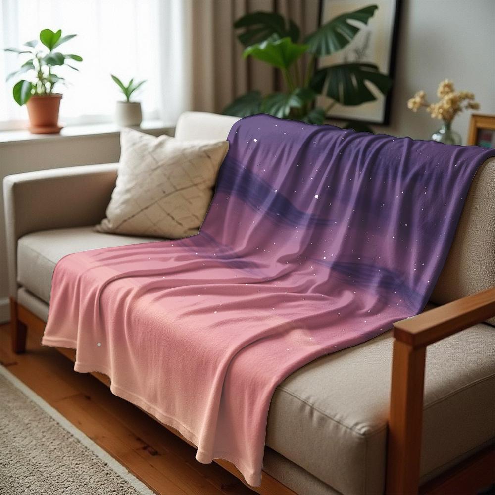 Lavender Starry Soft Flannel Blanket Breathable Warm Throw for Office Car Sofa Kids Room Birthday Xmas Gift