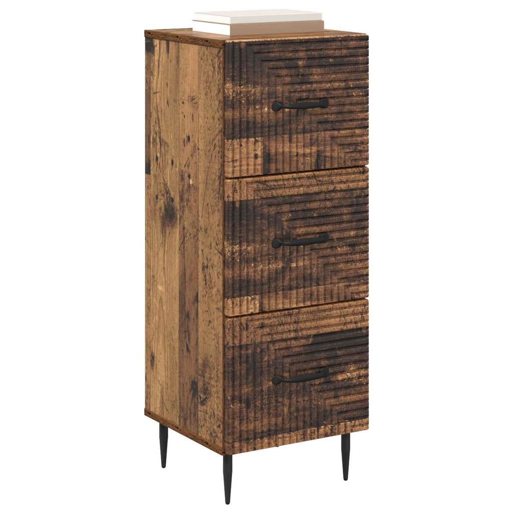 Vintage Style Drawer Cabinet Reclaimed Wood Look 33 X 34.5 X 89.5 Cm Engineered Wood