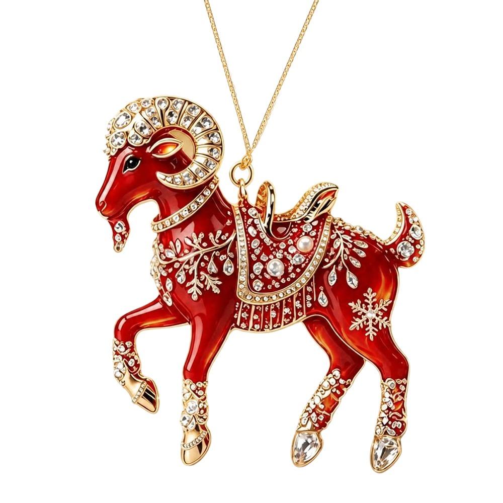 Glänzendes Ziegen-Hängeornament Acryl-Weihnachtsbaumschmuck Neues Sternzeichen Ziege Souvenir Taschenanhänger