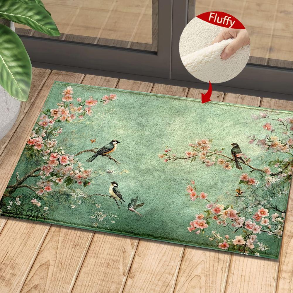 Spring Bird Branch Pattern Rug Water Absorbing And Cooling Kitchen Corridor Bedroom Living Room Carpet Home Decoration