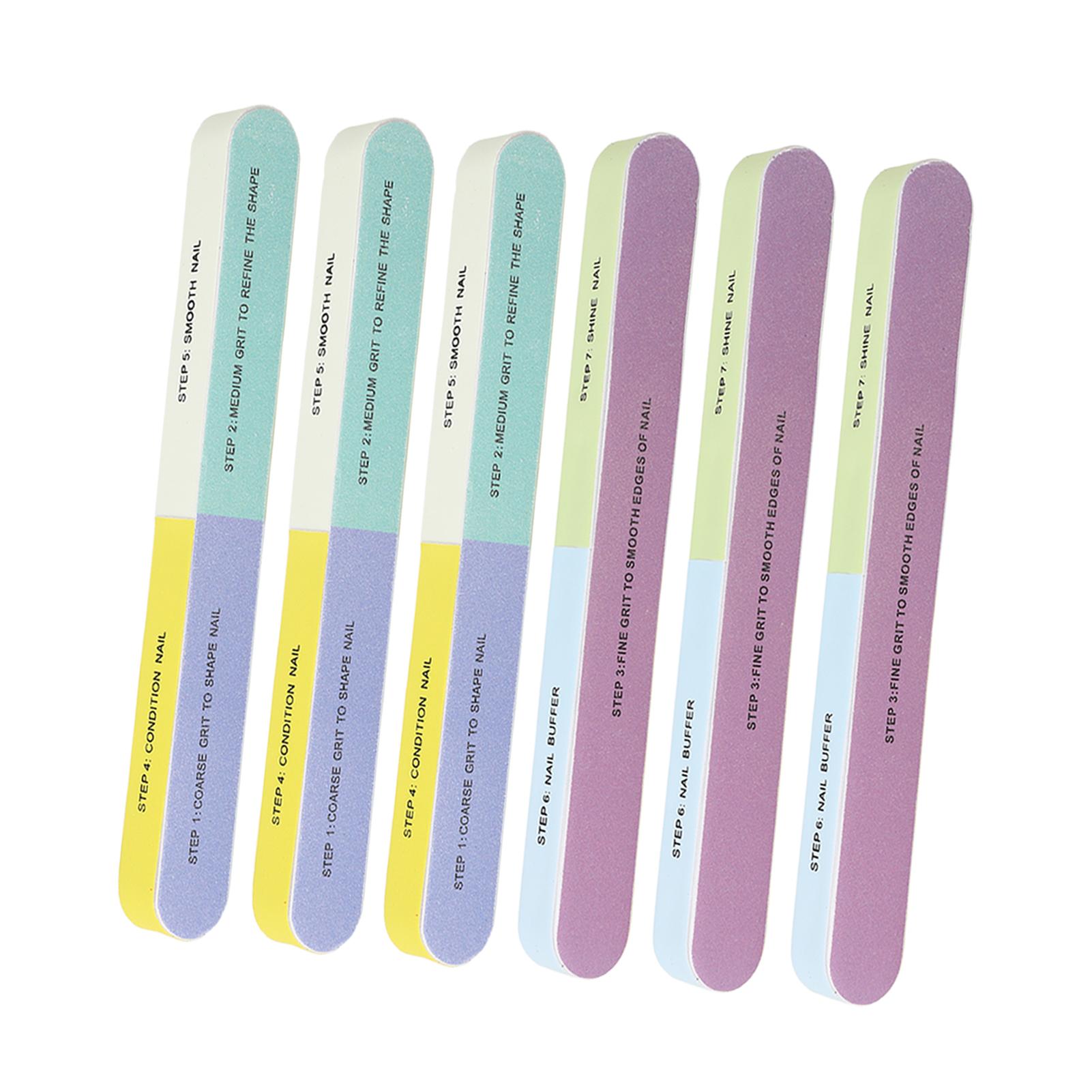 

10pcs Nail File Reusable Washable Multi Functional 7 Steps DIY Professional Polishing Nail File for