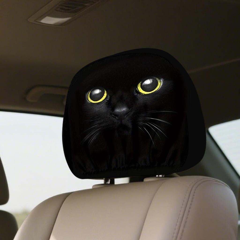Head Rest Cover 2 Piece Ice Silk Cute Funny Cartoon Car Headrest Covers Seat Protector Accessories For Sedan Truck Suv Vehicle