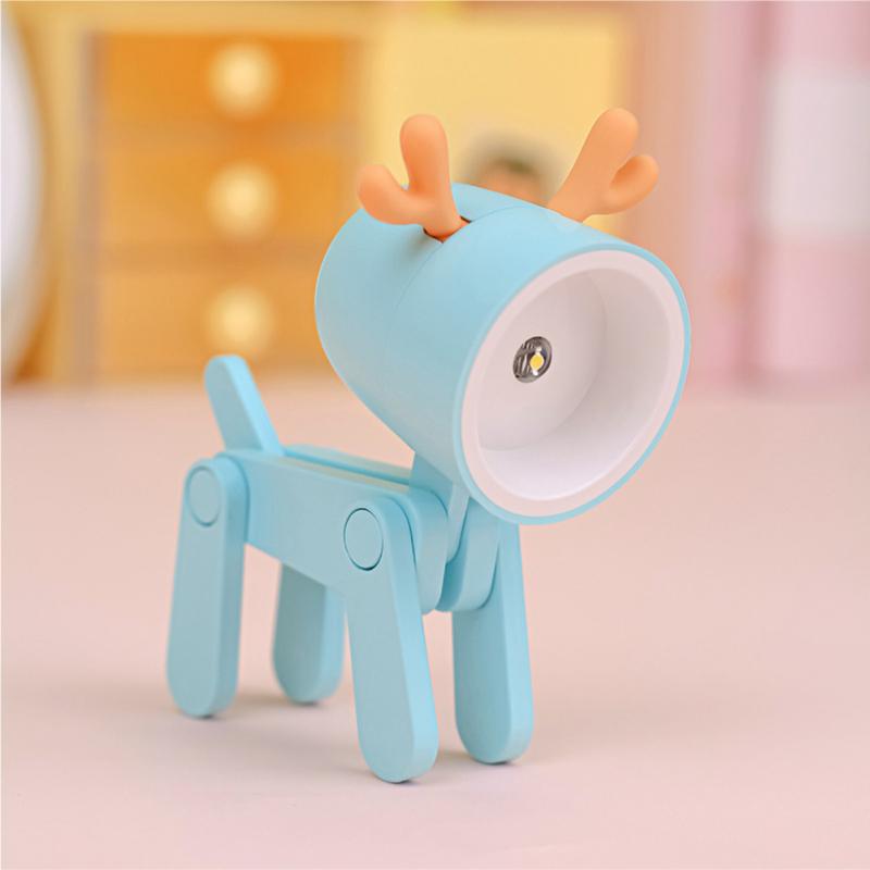 Mini Led Night Light Cartoon Cute Dog Deer Shape Table Lamp Ornaments Desktop Mobile Phone Bracket