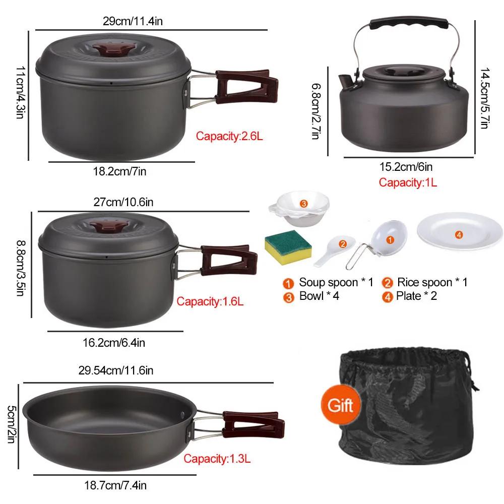 Outdoor Cooking 3-4 Person Picnic Set Pot, Hard Alumina Portable Boiling Water, Tea Frying Pan, Barbecue Meat Camping Pot