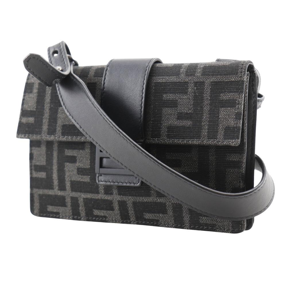 FENDI Marsupio Baguette Shoulder Bag 7M0295 3WAY clutch black Nylon canvas/leather mens Used